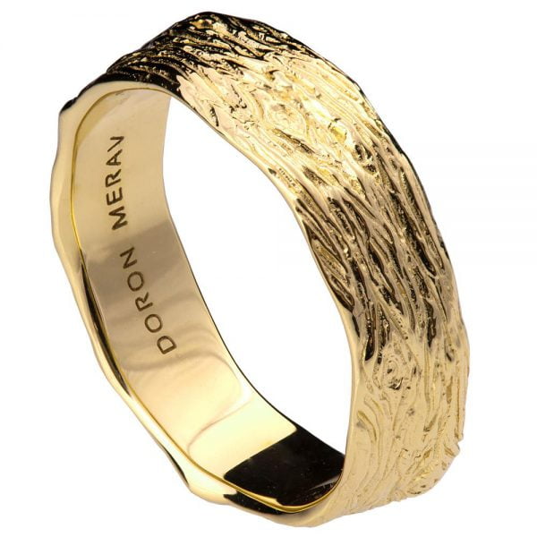 טבעת נישואין בהשראת הטבע עשויה זהב צהוב Twig #9 טבעות נישואין