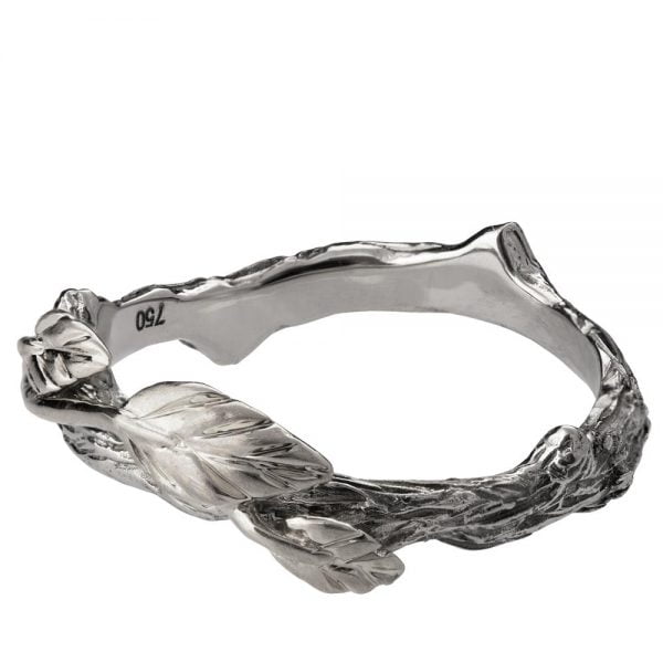 טבעת עלים וענפים בהשראת הטבע עשויה זהב לבן Twig #11 טבעות נישואין
