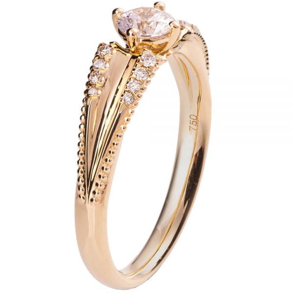 טבעת אירוסין מילגריף בשיבוץ יהלומים עשויה זהב אדום ENG #24 טבעות אירוסין