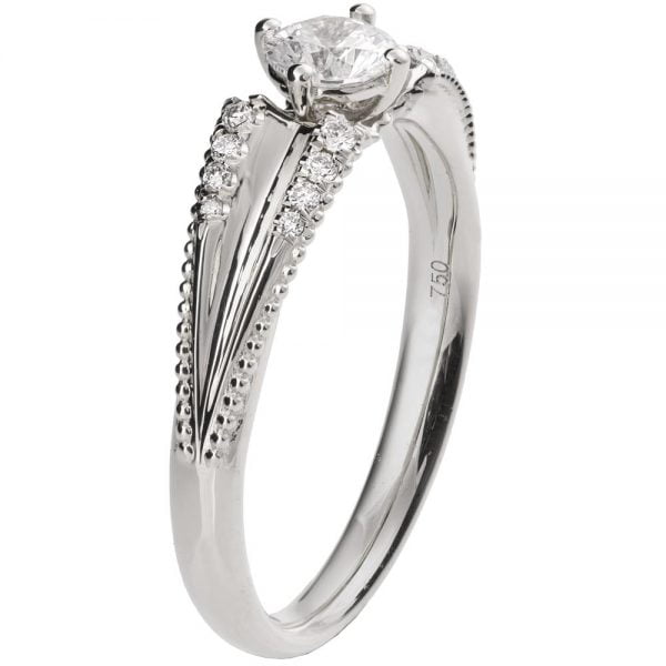 Milgrain Engagement Ring White Gold and Diamonds ENG24 Catalogue