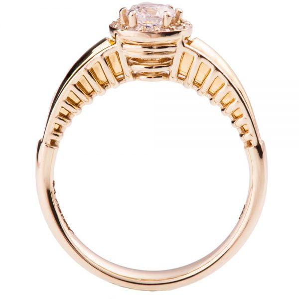 טבעת אירוסין מודרנית בזהב צהוב בשיבוץ יהלומים ENG #27 טבעות אירוסין