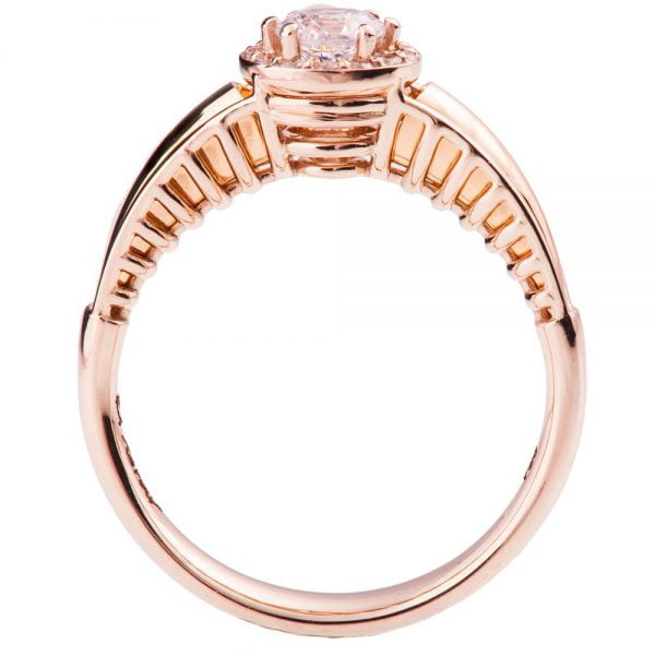 טבעת אירוסין מודרנית בזהב אדום בשיבוץ יהלומים ENG #27 טבעות אירוסין