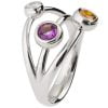 טבעת בעיצוב מודרני עשויה פלטינה משובצת באבני חן ויהלום R023 טבעות אירוסין