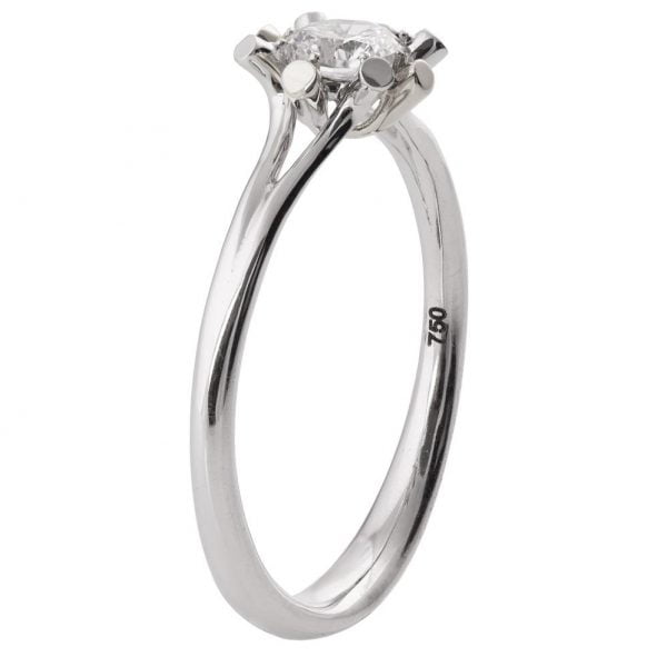 טבעת שמש מפלטינה בשיבוץ יהלום R019 טבעות אירוסין