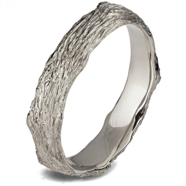 טבעת נישואין בהשראת הטבע עשויה זהב לבן Twig #6 טבעות נישואין