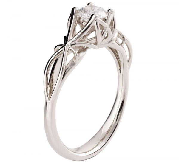 טבעת אירוסין מודרנית בעבודת יד עשויה פלטינה משובצת יהלום ENG #19 טבעות אירוסין