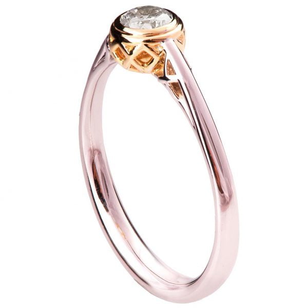 Two Tone Engagement Ring Rose Gold and Moissanite R017 Catalogue