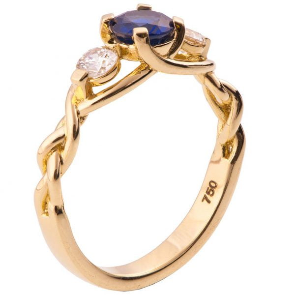 Braided Three Stone Engagement Ring Yellow Gold and Sapphire 7 Catalogue