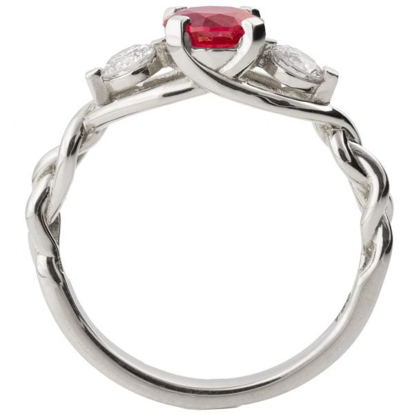 Braided Three Stone Engagement Ring White Gold and Ruby 7 Catalogue