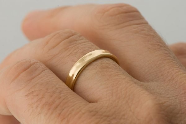טבעת נישואין אלגנטית בסגנון טבעי בזהב צהוב Simple #3 טבעות נישואין