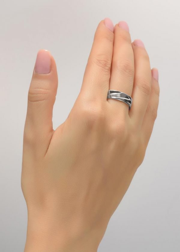 טבעת נישואין מפלטינה בעיצוב מיוחד Wave #5 טבעות נישואין
