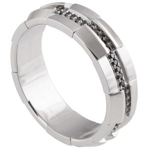 Men’s Wedding Band White Gold and Black Diamonds BNG19 Catalogue