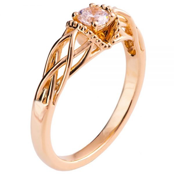 טבעת אירוסין בסגנון קלטי משובצת יהלום עשויה זהב אדום ENG #22 טבעות אירוסין