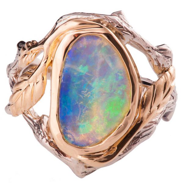 Twig and Leaf Opal Engagement Ring Rose Gold 8 Catalogue