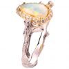 טבעת אירוסין בהשראת הטבע משובצת אופל אוסטרלי ויהלומים טבעיים עשויה פלטינה twig#10 טבעות אירוסין