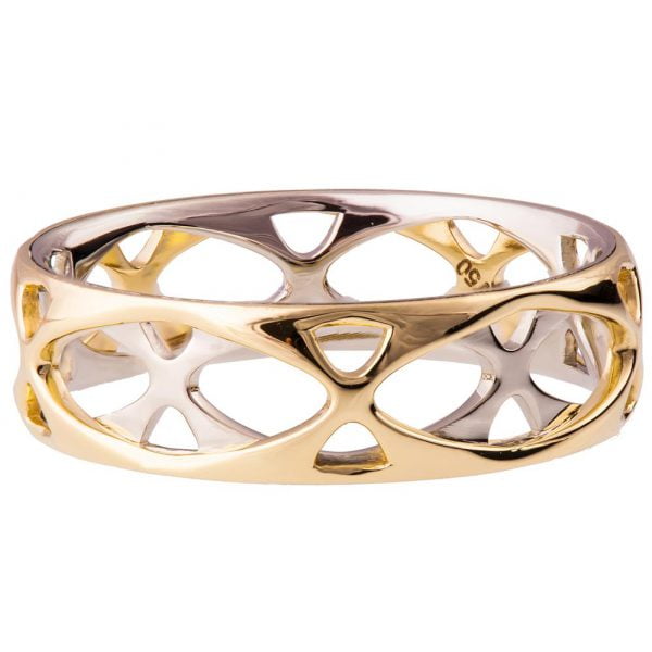טבעת נישואין ייחודית עשויה זהב צהוב Grid #6 טבעות נישואין