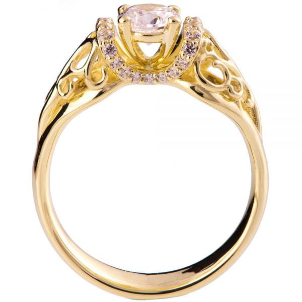 טבעת אירוסין וינטאג’ משובצת יהלומים עשויה זהב צהוב ENG #18 טבעות אירוסין