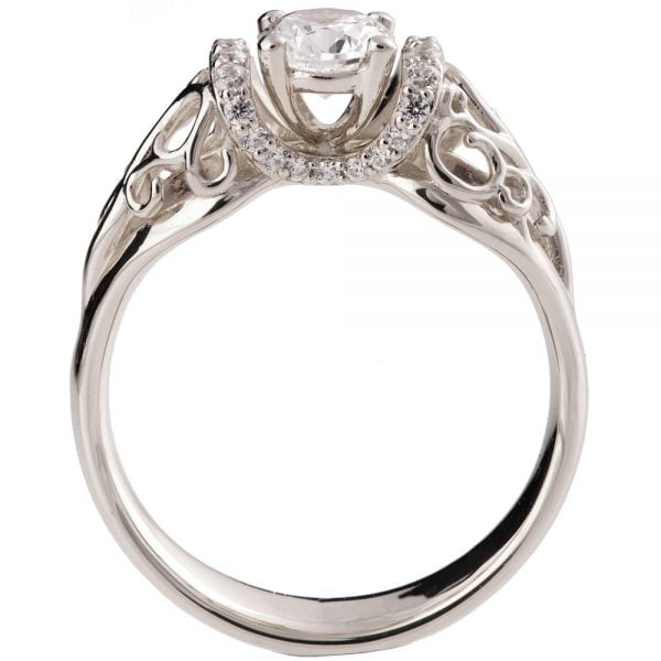 טבעת אירוסין וינטאג’ משובצת יהלומים עשויה זהב לבן ENG #18 טבעות אירוסין