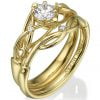 סט טבעות אירוסין ונישואין מעוצבות בסגנון קלטי משובצות ביהלומים עשויות זהב אדום ENG#9Set טבעות אירוסין