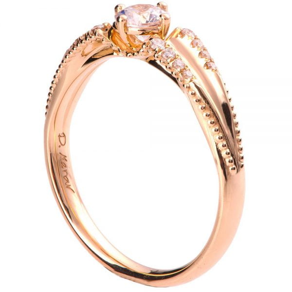 טבעת אירוסין מילגריף בשיבוץ יהלומים עשויה זהב אדום ENG #24 טבעות אירוסין