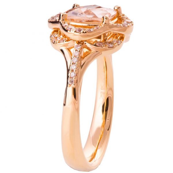 Lotus Engagement Ring Rose Gold and Morganite R022 Catalogue