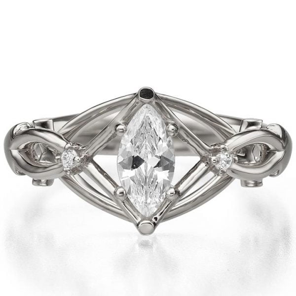 Marquise Cut Celtic Engagement Ring Platinum and Diamonds ENG9 Catalogue