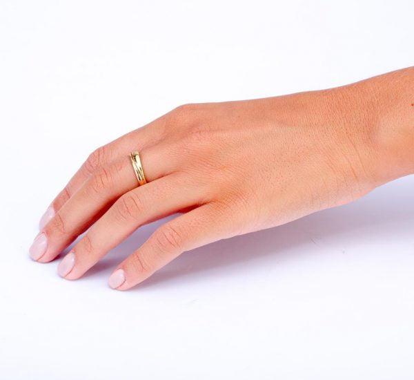 טבעת נישואין עשויה משילוב של זהב לבן וזהב אדום Geo #2 טבעות נישואין