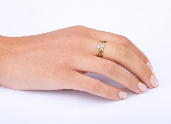 טבעת נישואין ייחודית עשויה זהב אדום Grid #6 טבעות נישואין