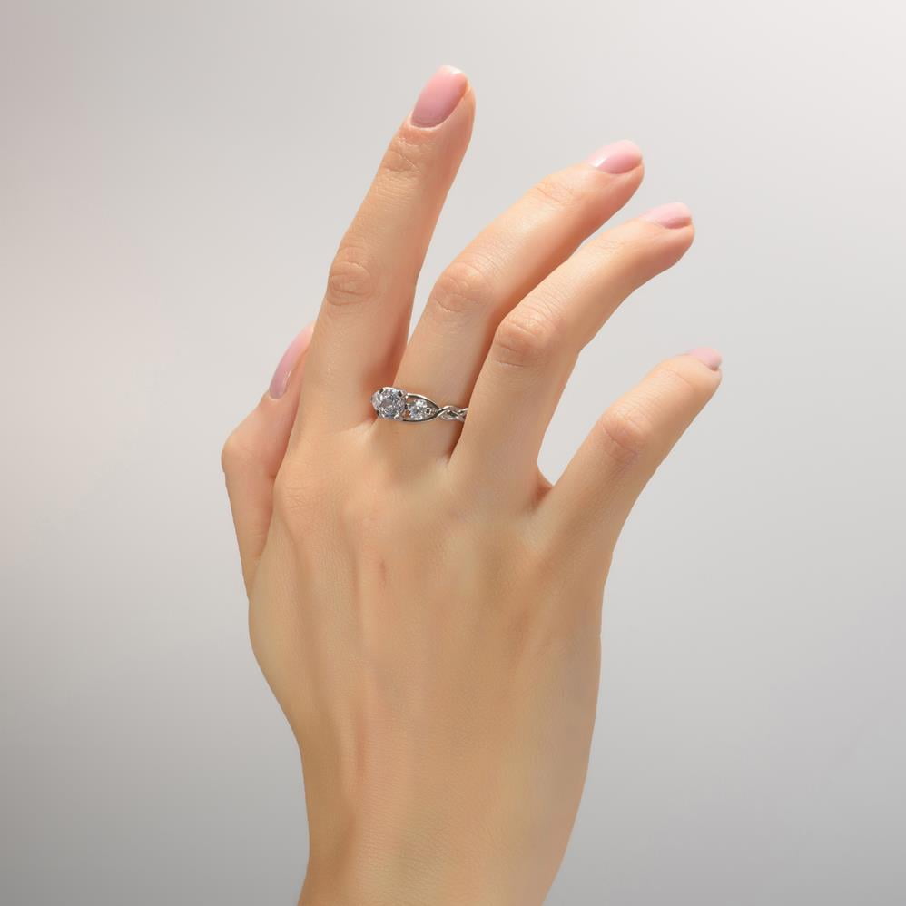 Braided Three Stone Engagement Ring Platinum and Diamonds 7