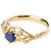 טבעת אירוסין בעבודת יד משובצת באבן ספיר טבעית עשויה זהב צהוב ENG#17 טבעות אירוסין