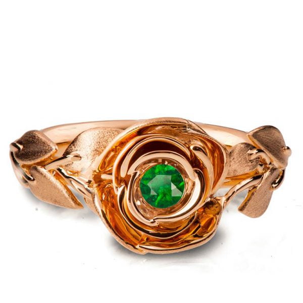 Rose Engagement Ring #1 Rose Gold and Emerald Catalogue