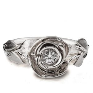 White Gold Rose Diamond Engagement Ring