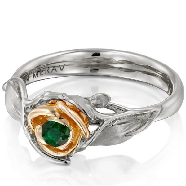 Rose Engagement Ring #3 Two Tone Rose Gold and Emerald Catalogue