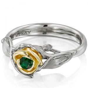 Rose Engagement Ring #3 Two Tone Yellow Gold and Emerald Catalogue