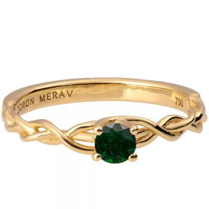 Braided Engagement Ring Yellow Gold and Emerald 2s Catalogue