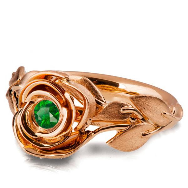 Rose Engagement Ring #1 Rose Gold and Emerald Catalogue