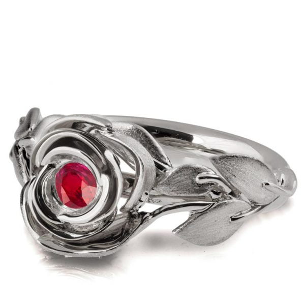 Rose Engagement Ring #1 White Gold and Ruby Catalogue