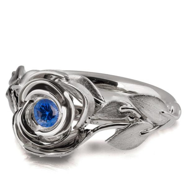Rose Engagement Ring #1 White Gold and Sapphire Catalogue