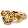 טבעת אירוסין פרחונית פלטינה משובצת מואסניט Rose #4 טבעות אירוסין