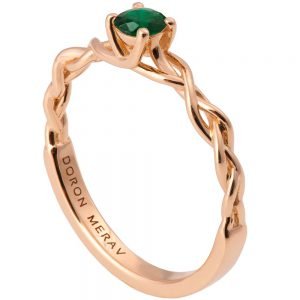 Braided Engagement Ring Rose Gold and Emerald 2s Catalogue