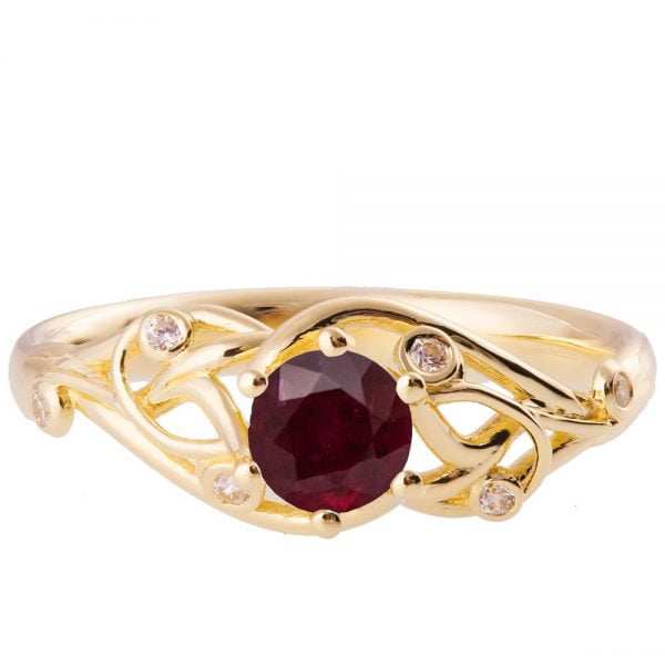 Knot Engagement Ring Yellow Gold and Ruby ENG17 Catalogue