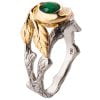 טבעת אירוסין בהשראת הטבע עשויה זהב לבן וצהוב ומשובצת באבן רובי TWIG #8 טבעות אירוסין