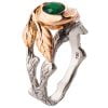 טבעת אירוסין בהשראת הטבע עשויה זהב לבן ומשובצת באבן אמרלד TWIG #8 טבעות אירוסין