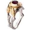 טבעת אירוסין בהשראת הטבע עשויה זהב לבן ואדום ומשובצת באבן רובי TWIG #8 טבעות אירוסין