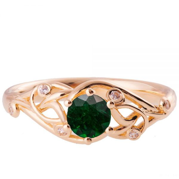 Knot Engagement Ring Rose Gold and Emerald ENG17 Catalogue