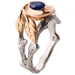 Twig and Leaf Engagement Ring Rose Gold and Sapphire 8 Catalogue