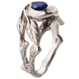 Twig and Leaf Engagement Ring White Gold and Sapphire 8 Catalogue