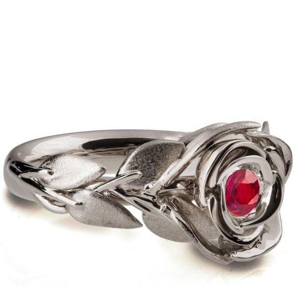 Rose Engagement Ring #1 White Gold and Ruby Catalogue