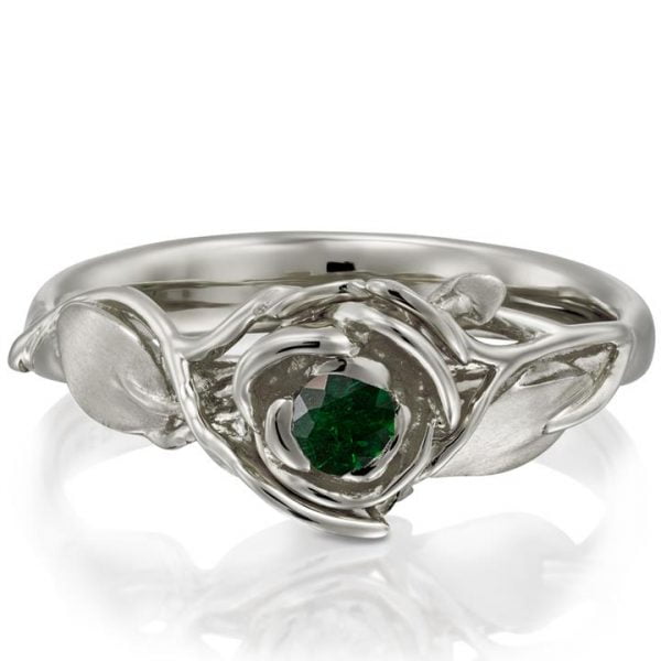 Rose Engagement Ring #3 White Gold and Emerald Catalogue