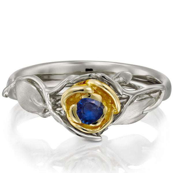 Rose Engagement Ring #3 Two Tone Yellow Gold and Sapphire Catalogue